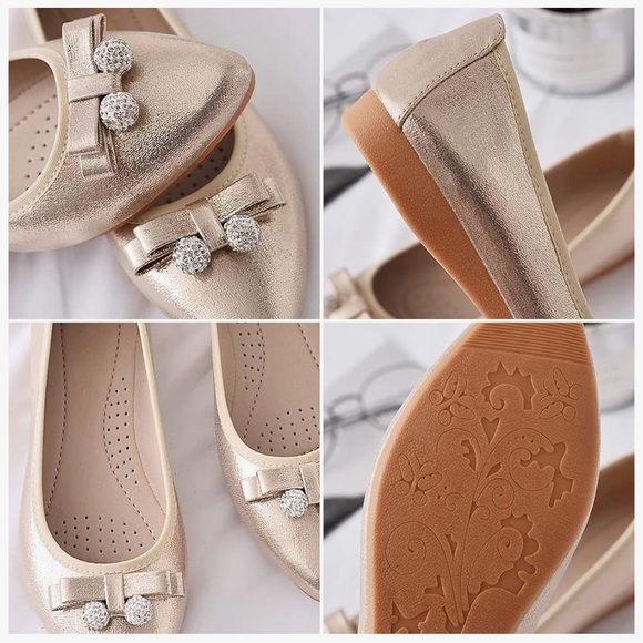 New! GUANSITU Foldable Flat Ballet Flats BLING with Bow! - Picture 4 of 7